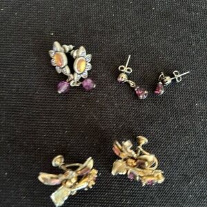 Elegant Gold and Purple Earrings Set